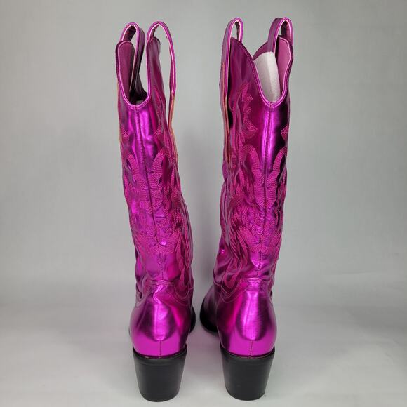 NEW Billini Danilo Metallic Fushcia Pink Cowboy Boots Swiftie Barbie Size 9 - Picture 10 of 14